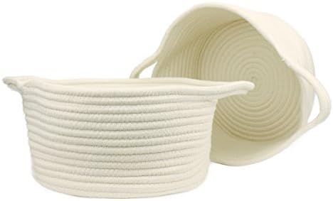 Cotton Rope Storage Baskets With Handles Soft Durable Toy Storage Nursery Bins Home Decorations , Set of 2