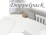 Doppelpack zum Sparpreis – Kinder-Jersey-Spannbetttücher – mit einer Steghöhe von ca. 22 cm passend für Kinder- und Babybettmatratzen – in 12 Farben und einer Einheitsgröße von 60-70 cm x 120-140 cm, weiß - 3