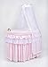 MJmark Brand New Wicker Crib Moses Basket Cot "Titania" incl. Bedding, Drape, Mattress from MJmark (Pink)