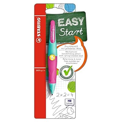 Stabilo Porte-mine ergonomique - STABILO EASYergo 1.4 - 1 stylo + 3 mines HB - Gaucher - rose/vert