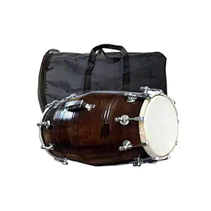 NSR TRADERS Wooden Indian Musical Professional Dholak With Carry Bag Instrument Drum Nuts & Bolt 058