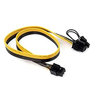 BUNLEK 6Pin to 8Pin Male Cable, 50CM PCI-E PCI-Express 6Pin Male to 8Pin (6+2) Male Graphics Video Card Power Cable 18awg