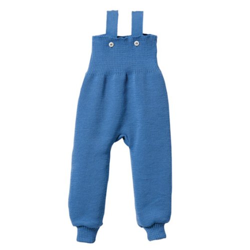 Disana Knitted Baby Dungarees in Organic Merino Wool Blue 50/56 0-3m
