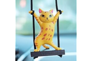 Yueser Decoration Voiture Swinging Chat, Rétroviseur Voiture Suspendu Ornement Pendentif Voiture Balançoire Intérieurs Automobiles Décoration à Suspendre pour Voiture Ornement Suspendu de Voiture
