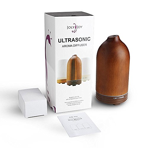 Joly Joy Aroma Diffuser für ätherische Öle Aromatherapy Ultraschallvernebler 100ml mit Kaltnebel aus Holz (Braun Holz) - 8