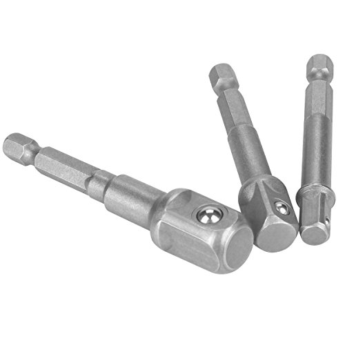 YOEEKU Adapter Sechskant auf1/4″, /1/2″, /3/8″ Vierkant Bohrfutter Adapter mit 4 kant Antriebmit, nuss adapter 3 teilig - 3