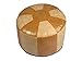 Produktbild Pouf Sitzwürfel Sitzhocker Hocker Tabouret Möbelhocker Rund Kunstleder hellbraun/hellbeige-geflammt Ø 50/34 cm