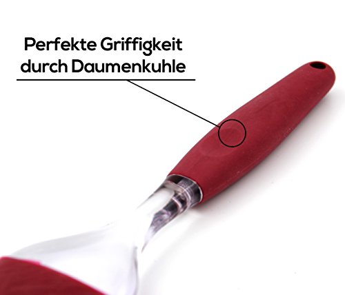 DiningZone Premium Silikon Backpinsel 2er Set – großer flacher und kleiner runder Grillpinsel, BBQ-Pinsel, Silikonpinsel (rot) - 5