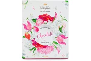 Dolfin 24 mini tabletas de chocolate "Flor" - Chocolate gourmet belga - Regalos para cumpleaños, aniversarios, San Valentín, Navidad