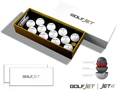 GolfJet JET4 Two Dozen Premium Golf Balls. 4-Layer Twin Power Core, 338 Hex Aero Pattern with UltraSoft Urethane Cover. Improve Driver Distance, Maximise Short Game Spin, Ultimate Control.