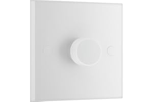 BRITISH GENERAL BG Electrical Intelligent Single Wall Dimmer Switch, 2 Way, Square Edge, Nexus 900 Series, White Moulded, 200W, 981
