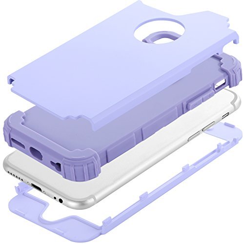 iPhone 6 Case, iPhone 6S Case, BENTOBEN 3 In 1 Hybrid Hard PC & Soft Silicone Heavy Duty Rugged Bumper Shockproof Anti Slip Full-Body Protective Case for iPhone 6/iPhone 6S (4.7 inch), Purple