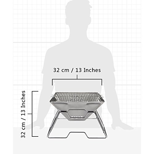 BBQ Portable Holzkohle Grill, Cookey Compact Folding Camping Herd Aus Edelstahl, Ideal für Camping, Picknicks, Hinterhöfe - 5