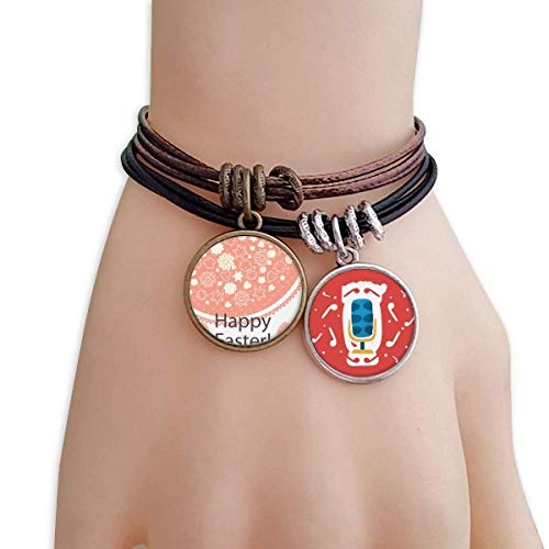 Happy Easter Festival Cute Colored Egg Flower Bracelet Rope Wristband Microphone Sing Gift