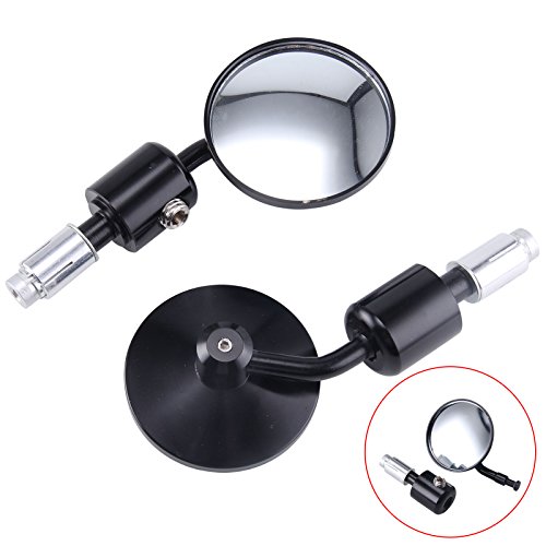 Allright 2 Stück Motorrad Spiegel Rund Lenkerendenspiegel Motorradspiegel Aluminium Rückspiegel 2,7 Zoll Lenkerspiegel Schwarz (Rund Lenkerendenspiegel)