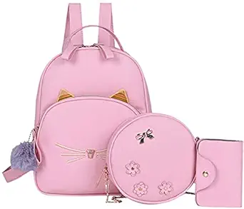 Alice Girls 3-PCS Fashion Cute Mini Leather Backpack sling & pouch set for Women//Rakhi gift for Sister