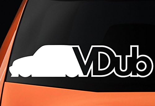 V Dub, VW Campervan Themed- Vinyl Sticker - Cars, Windows, Walls, Laptops, Guitars - Decals (WHITE)