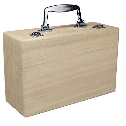 RAYHER 6158000 Holz-Koffer mit Metallgriff, 25 x 16 cm, Höhe 9 cm