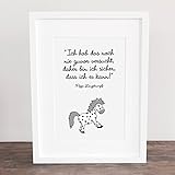 Bild, Poster, Kunstdruck, Deko, Spruch, Pippi Langstrumpf, Pferd, Kleiner Onkel, Geschenkidee, handgezeichnet 