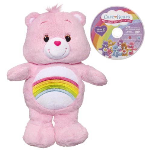 Care Bear Plush Soft Toy - Cheer Bear (12 inch tall) by Hasbro includes DVD