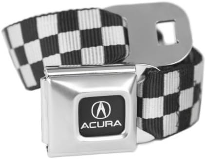 Checkered White Acura Seatbelt Buckle Fashion Belt - Officially Licensed