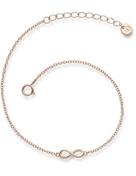 Glanzstücke München Damen-Armband Infinity Sterling Silber rosévergoldet 17 + 3 cm - Silberkettchen Unendlichkeit...