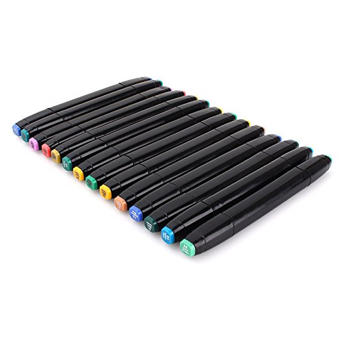 Yosoo Twin Brush Marker Set Schüler Student Textmarker Grafitti Manga Künstler Marker mit Aufbewahrungstasche (40 Farben-Schwarz) - 2