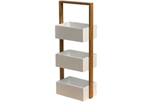 Casâme Etagère Droite Bambou 3 Bacs De Rangement - Structure Bois et Bambou - Design Moderne et Original - pour Salle de Bain, Chambre, Bureau - L 66cm x P 15cm x H 28.5cm