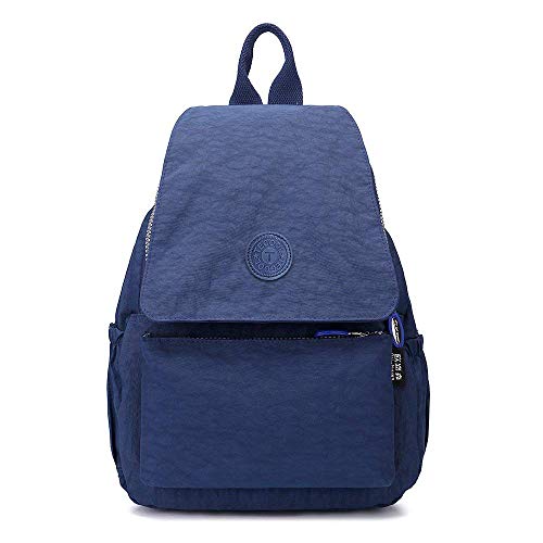 TECOOL - Casual Mochila Bolso para Mujeres, Moda Pequeño Ligero Nylon Impermeable Multi-bolsillos para Deportes y Aire Libre Ocio, Azul