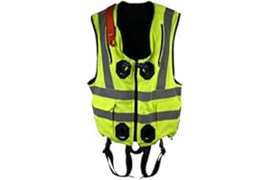 SAFETYLIFTINGEAR G-Force Elasticated Yellow High Visibility Full Body Height Safety Fall Arrest Harness Jacket with Quick Release Buckles (M-XL)