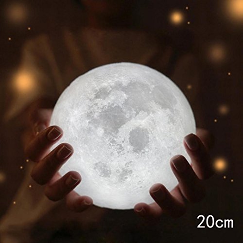 Preisvergleich Produktbild Huihong Nachtlampe, 3D Luna Mond Lampe Tischleuchte Schreibtischlampe Nachttischlampe, Geschenk für Baby & Kinder & Freunde auf Halloween Weihnachten Und Geburtstag (20cm)