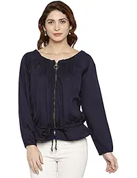 Globus Zippered Peasant Top - S18CWT467-NAVY