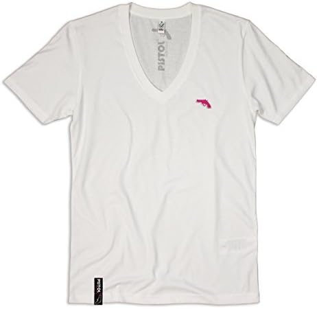 Pistol Boutique Mens White Deep V-Neck Embroidered Chest Logo Blank T-Shirt