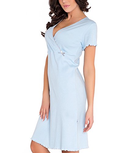 Dobranocka 1055 Maternity/Nursing Nightdress,Size M,Light Blue