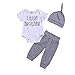 Produktbild Elecenty Overall 3PCS Kindermode,Halloween Junge Mädchen Spielanzug Strampler Babyklamotten Unisex Brief Drucken Langarm Jumpsuit+Lange Hosen + Hut Wickelbody Kleiderset