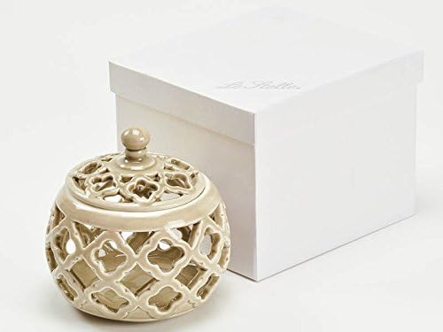 Round Box Porc.Perforated Taupe C/10.5 x h.7,5 cm Pencil Case