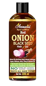AMRUSOAL Onion Black Seed Hair Oil for Hair Growth for Men & Women - 220ml | Anti Hair fall Oil with 14 Natural Oils | Controls Hair fall & Dandruff