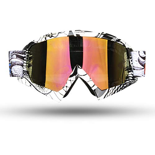 Fodsport Gafas de moto Gafas crossed Gafas ciclismo Gafas Protección Mascara para Moto Motocross Esqui Deporte Ajustable (Multicolor B)
