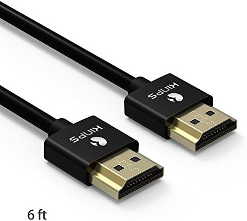 HDMI Cable, Kinps 6ft Ultra Slim Cable v2.0/1.4a with Ethernet, 24k Gold-plating HDMI Cable, video and audio transmitting together, 4k, HD and 3D experience.