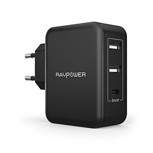 Book's Cover ofChargeur Mural TypeC RAVPower 2 Ports USB 30W avec Sortie TypeC 5V 3A Station de recharge avec 2 Ports USB iSmart 20 pour iPhone X  8 Plus  8 Galaxy S8  Autres Appareils USB C Noir