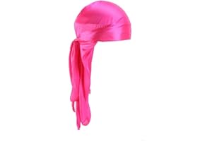 Treer Durag Bandana Cappello Accessori Turbante Donna Copricapo, Seta Tinta Unita Elegante Coda Lunga Fascia Pirata Flessibile Baotou Morbida Musulmano Hijab Unisex