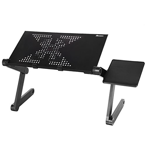 Homdox Einstellbare Laptop-Tisch Betttisch Notebook Lese Tisch aus Aluminium (Schwarz)