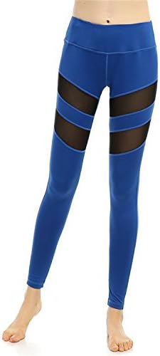 Ruirs Nice High quality Quick-drying Net Yarn Yoga Pants Black High Waist Elastic Running Fitness Slim Sport Pants Gym Leggings for Women Trousers (Blue, X-Large)