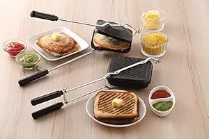 RBGIIT Non-Stick Aluminium Grill Sandwich Toaster/Sandwich Maker/Gas Toaster/Gas Griller/Griller/Bread Griller/Instant Toaster Maker Toast, Grill (Black)