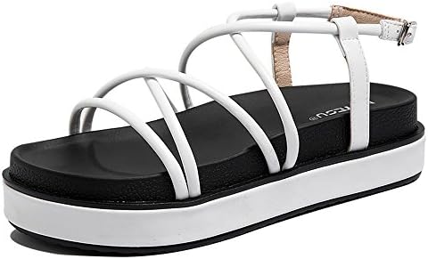 HUAHUA Hong Kong Dried Seafood in The Summer Sandals Female Korean Version of The Wild Flat-Bottomed Flat Roman Sandals Thick Pine Cake Shoes