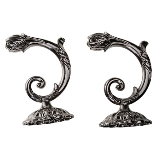 MagiDeal Vintage Blumen Design , Retro Raffhalter Raffbügel für Vorhänge Gardine Wohnzimmer Deko – Schwarz - 7