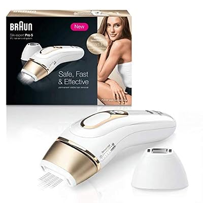 Braun Silk·Expert Pro 5 PL5137 Épilateur Lumière Pulsée Intense IPL Dernière Génération, Épilation Permanente, Blanc/Doré