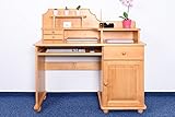 Gesamthöhe 115 cm Schreibtisch Kiefer massiv Vollholz Erlefarben Junco 188 - Abmessungen: 106 x 120 x 57 cm (H x B x T)