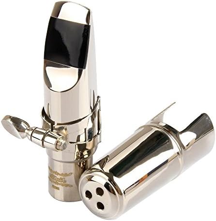 Metal Alto Sax Mouthpiece, Nickel Plated Alto Saxophone Mouthpiece with Cap and Ligature Size #7