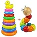 Produktbild WRUMLJUFX Jenga Kinder Rainbow Tower Stacked Stacked High Kleinkinder 6-24 Monate Früherziehung Puzzle Ring Spielzeug, Sets von Enten + Variegated Torx